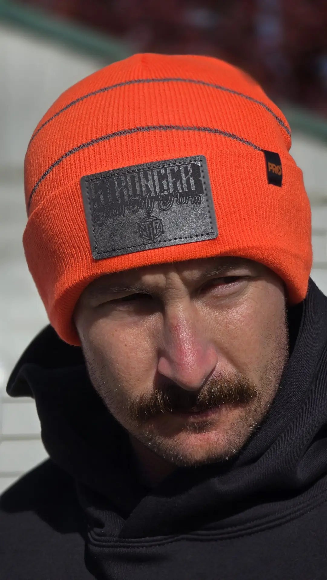 'Stronger Than My Storm' Beanie - Hi-Vis Orange image