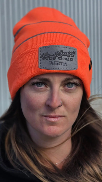 'No Excuses Just Work' Beanie - Hi-Vis Orange image